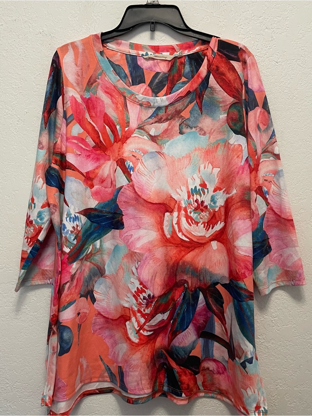 SOFT SURROUNDINGS Sahara Tunic Top XL Floral Watercolor
